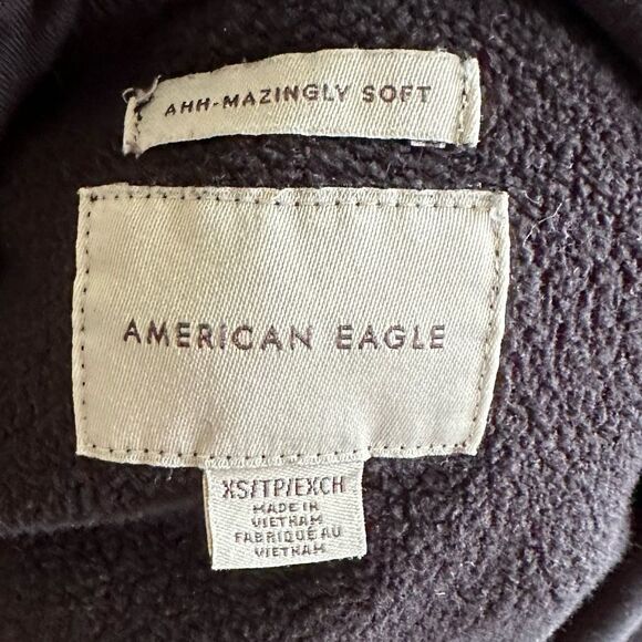 American Eagle Black Amazingly Soft Lounge Casual Loose Baggy Fit Zip Up Hoody - Picture 5 of 5